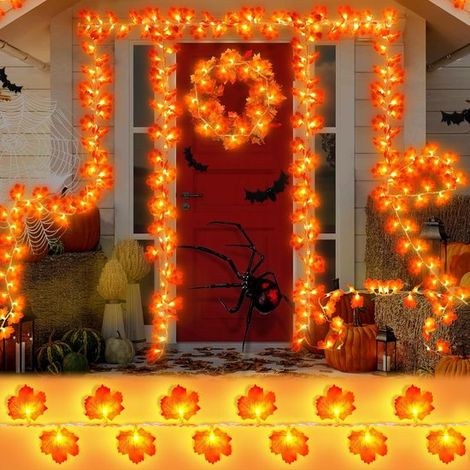 Guirlande lumineuse feuilles d'érable d'automne – 40 LED – Alimentation USB / Étanche – Pour Thanksgiving, Halloween et décoration de jardin – 6 m (1/5)