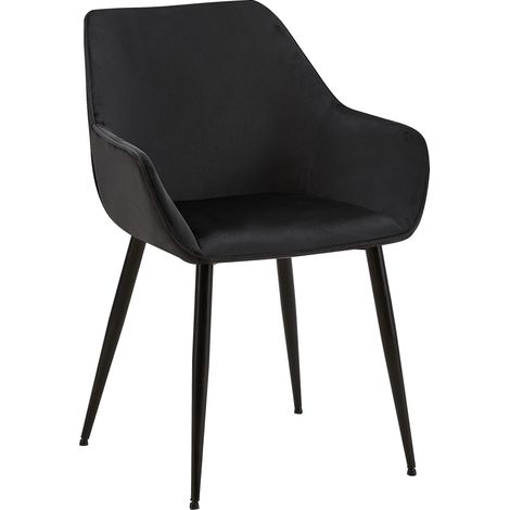 Sedia da sala d'attesa per ufficio da pranzo x1 in velluto nero e metallo nero 100002147