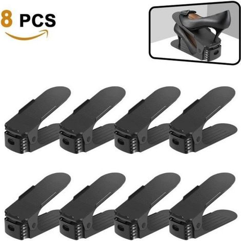 Range Chaussures Réglable - Rangement Chaussures Gain de Place en Plastique - Economiser la Moitié de l’espace - Lot de 8pcs (1/4)