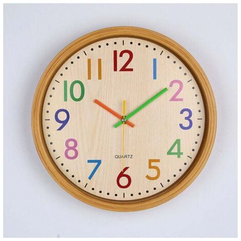 Geräuschlose, tickfreie Wanduhr für Kinder, diskrete, tickfreie Wanduhr, bunte Zahlen, dekorative Uhr