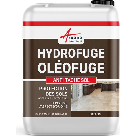 Arcane Industries – Imperméabilisant anti-taches pour sols poreux – Traitement hydrofuge oléofuge – 5 L pour 25 m² – Protection contre graisses et eau