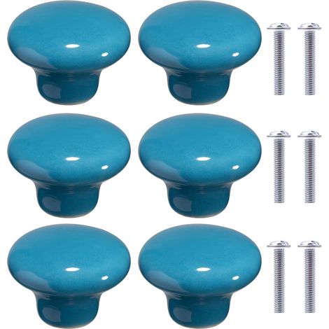 Lot de 6 boutons de meuble ronds en céramique pour armoires, placards, chambres d'enfants, armoires de cuisine, commodes (1/5)