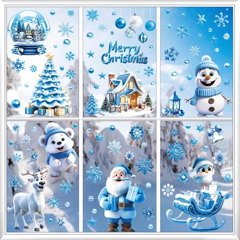 Stickers Noel Fenetre Electrostatique 9 Feuilles - Autocollant Noel Fenetre Deco Réutilisable, PVC Decoration Noël Fenêtre Interieur pour les Deco Vitre Noel (1/5)