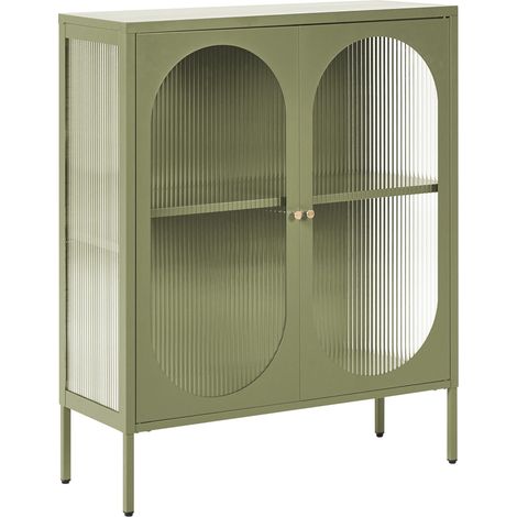 Vetrina moderna in acciaio bianco e ante in vetro 90 x 35 cm Sarre