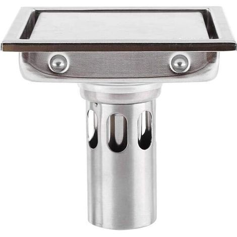 110 mm quadratischer Bodenablauf, Bodenablauf aus Edelstahl 304, Haarfilter, Flieseneinsatz, verstopfungshemmend, geruchshemmend, für Küche, Badezimmer, Toilette mit großem Kaliber, Balkon