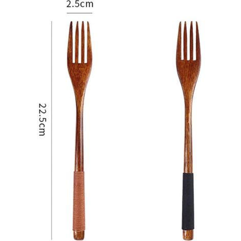 6 PCS Fork Wooden, couverts réutilisables et réutilisables, couverts en bois, fourchettes en bois (1/4)