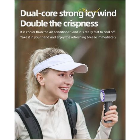 Disponible en 1 couleur : gris foncé  Matériaux : ABS + PP + AC  Ventilateur portatif haute vitesse avec technologie de refroidissement et de refroidissement par glace, équipé d'un semi-conducteur U
