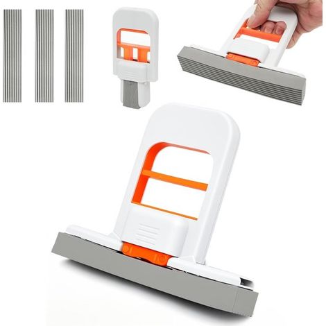 Mini balai essoreur autonettoyant 2 pièces - Mini balai éponge - Mini balai pliable - Mini balai de bureau - Petit balai éponge - Comprend 3 têtes en coton remplaçables - Détachant - Pour bureaux, com (1/5)
