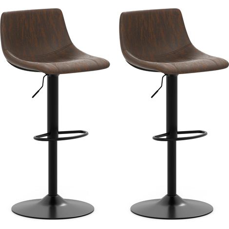 COSTWAY Set di 2 Sgabelli da Bar Moderno, Regolabile e Girevole a 360°, Sgabelli da Cucina con Schienale e Poggiapiedi, Sgabello Struttura in Metallo Stile Vintage da Casa, Marrone Rustico (1/5)