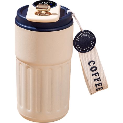 Mug de voyage en acier inoxydable 316 avec affichage de la température, tasse à café isotherme de 440 ml, bouteille d'eau portable étanche sous vide, tasse à café thermique, garde les boissons chaudes (1/5)