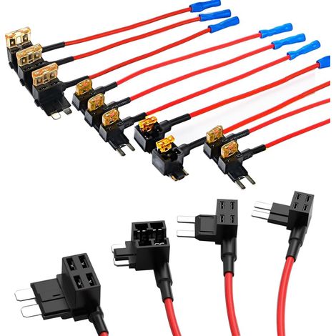 Lot de 10 Porte-Fusibles ATO ATC ATM APM - 4 Types avec Robinet pour Voiture 12V, Standard, Mini, Micro2 et Profil Bas - Extracteur pour Voitures (1/5)