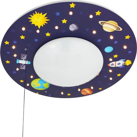 Coole Deckenlampe mit Weltall Motiv fürs Kinderzimmer Schlummerlicht bunt Ø 54cm (1/5)