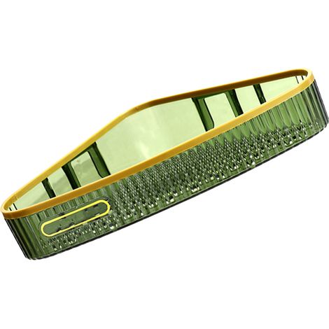 Étagère de rangement murale sans perçage pour douche et salle de bain, style triangulaire, vert foncé. (1/5)