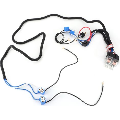 GARRYFIZH Faisceau de câblage pour relais de phares H4 (4 ampoules) : accessoire pour augmenter la luminosité des phares de voiture (12 V, 50 W, 40 A) (1/5)