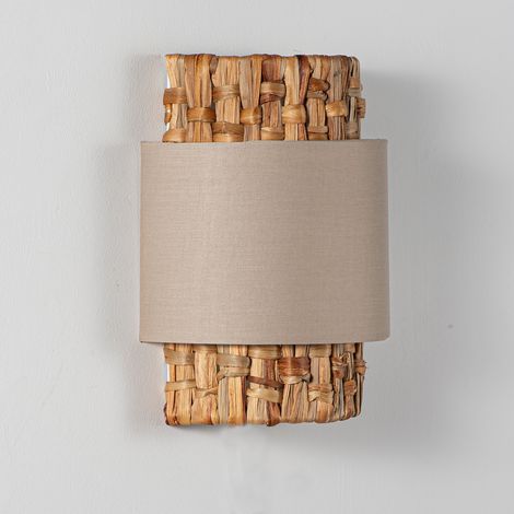 Aplique pared ratán beige boho E27 “VÉLA” (1/5)