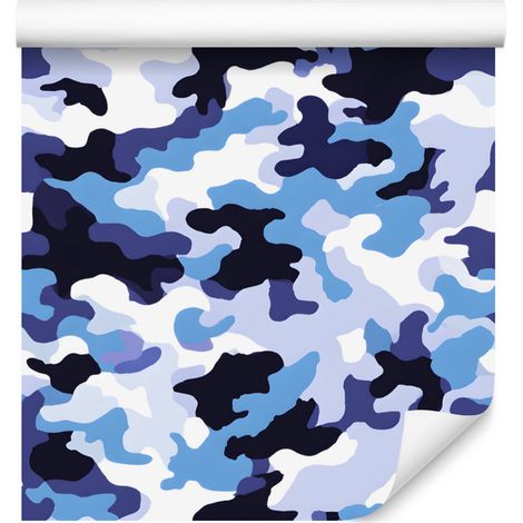 Carta da parati mimetica militare blu e azzurra per soggiorno e camera da letto, 50x1000 cm (1/5)