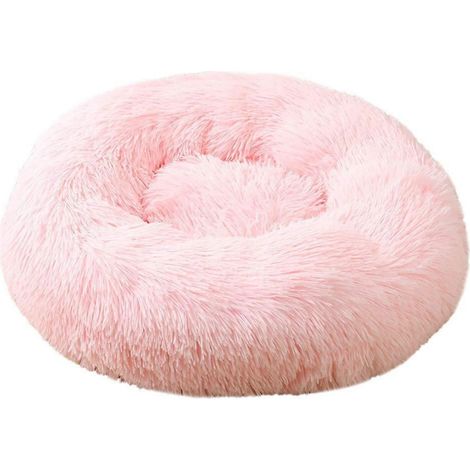 Rundes Plüsch Hundebett Donut Katzenkissen weich rutschfest (Hell-Pink, 110CM)