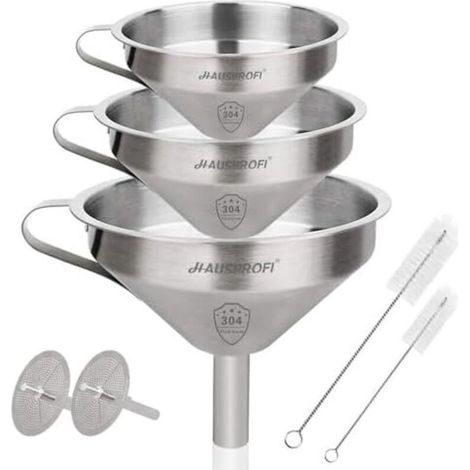 Trichter-Set aus Edelstahl zum Umfüllen von flüssigen Zutaten, trockenen Zutaten und Pilzen, 11/13/15 cm - Durchmesser: 11/13/15 cm (1/5)