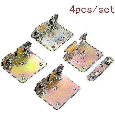 Ensemble de 4 supports de lit en acier laminé à froid, connecteurs pour planches de bois, charnières d'angle de lit robustes et épaisses, accessoires de quincaillerie pour meubles (1/3)