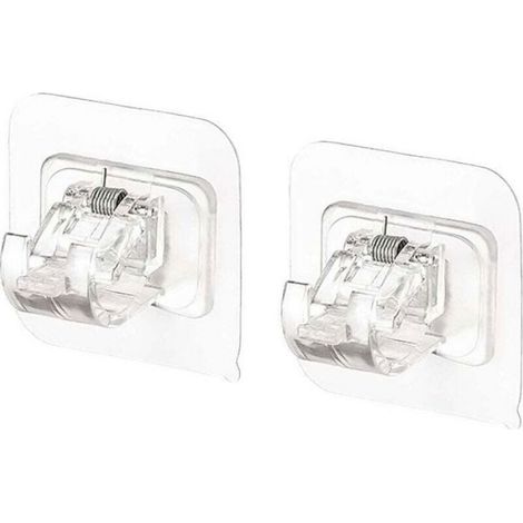 Support de Tringle à Rideau - Crochet Autocollant Transparent - Pour Surfaces Lisses Verre Miroir Carrelage - 4 Pièces (1/4)