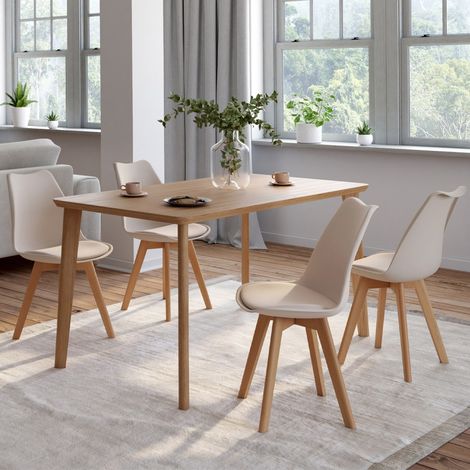 Lote de 4 sillas de comedor escandinavas SARA beige