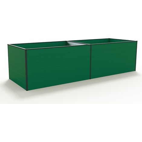 GFP Hochbeet Kräuter-Gemüse-Beet KINGSIZE DANIELA Aluminium - 297 x 99 x 77 cm - Grün - formstabil und witterungsbeständig mit Aluminium-Hohlkammerprofilen