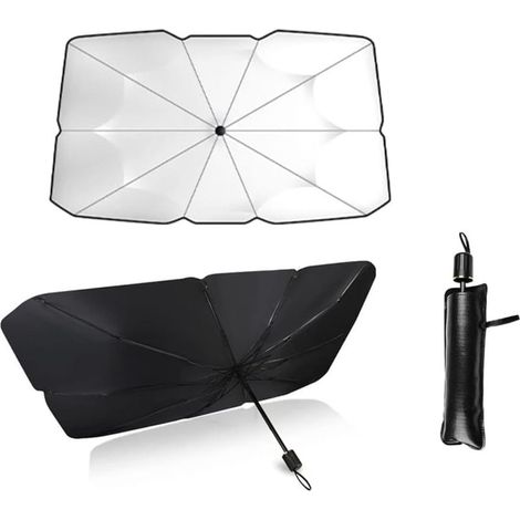 Pare-soleil pour auto, pare-brise, intérieur, parasol de voiture pliable, bloque des rayons UV pour voiture, SUV, camion, poids lourd (140 x 79 cm) (1/5)