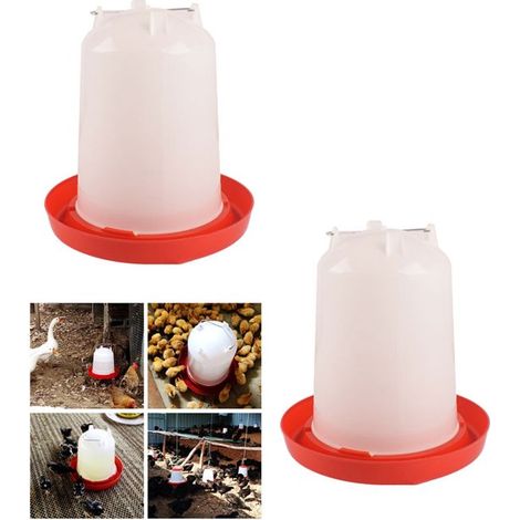 Abreuvoir pour volailles 2 pièces avec poignée - Abreuvoir de 2,5 L - Distributeur d'eau automatique - Abreuvoir pour poulailler - Seau à poules - Abreuvoir pour poulets - Convient aux poulets, dindes (1/5)