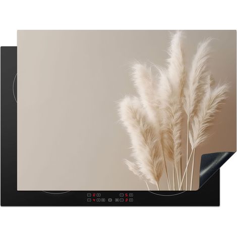 Induction Hob Protector Pampas grass - Plumes - Pastel - White 71x52 cm