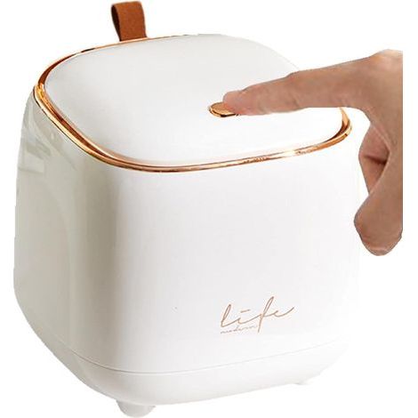 Mini-Tischmülleimer, kleiner Mülleimer mit Druckknopfdeckel, Kunststoff, für Büro, Auto, Badezimmer, Schlafzimmer (1/5)