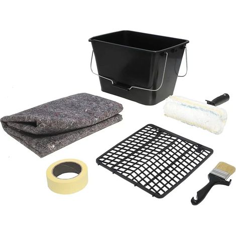 TECNO PRODIST Kit Fachadas de Tecno Prodist – Rodillo de Pintura Lana, Cubeta, Rejilla, Cinta, Pincel, Fieltro Cubre Suelos – Pintura Exterior