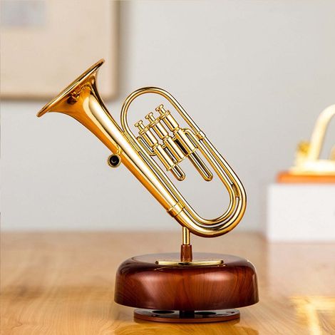 Retro-Spieluhr in Form eines kleinen Saxophons, kreatives Musikinstrumentenmodell, Dekorationsartikel für Schüler, Freunde und Kinder, kleines Modell 2057. (1/5)