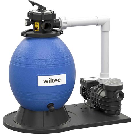 Wiltec Filtro a sabbia per piscina, 550 W, serbatoio filtrante 38 l, pompa piscina autoadescante 18.000 l/h