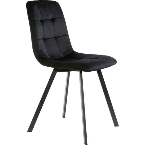 Marvin Sedia in Velluto TAORMINA con Struttura Monoscocca in Metallo Nero e Seduta Imbottita, Poltroncina di Design Moderno per Casa Ufficio Sala da Pranzo 1X Taormina Nero (1/3)