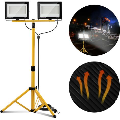 Randaco LED Baustrahler Arbeitsleuchte 100W, LED Fluter Floodlight inkl. Stativ und 3M Kabel für Innen-und Außenbereich - 6500K Kaltweiß