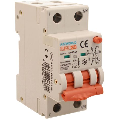 RCBO Interruttore Magnetotermico Differenziale Con Doppia Leva Tipo A - SI Curva C 2P 2M 6000A 30mA, Diagnostica Visiva, AC 230V IP20 IEC61009-1 PL8M2, Corrente Disponibili 6A 10A 16A 20A 25A 32A 40A 