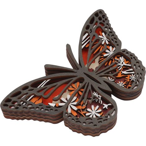 Ornements en bois en forme de papillon creux 3D - Sculptures sur bois innovantes - Décorations pour la maison (1/5)