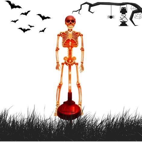 Piquet De Jardin Squelette Solaire LED Effrayant Réaliste Étanche Lampes sur Piquet pour Halloween en Extérieur pour Pelouse Patio Cour Jardin Porche Festival
