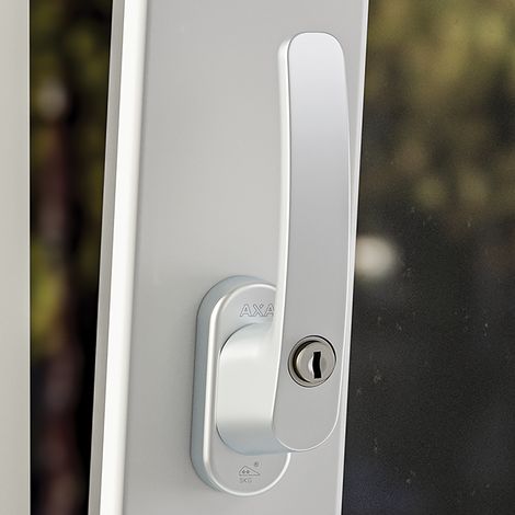 AXA Sicherheitsfensterschloss - Dreh - Kipp - Fenstergriff Oval Roma - 45° - Zylinder - Aluminium - F1 - Abschließbar (1/5)