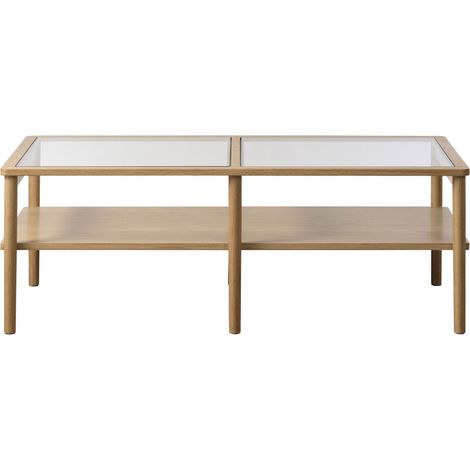 Table basse rectangulaire 120x60x40 cm en chêne et verre - ELNA (1/4)