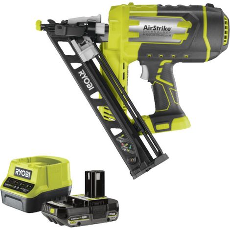 Confezione RYOBI Chiodatrice ad aria inclinata R15GN18-0 - 18V OnePlus - 1 batteria 2,0Ah - 1 caricatore rapido RC18120- (1/5)