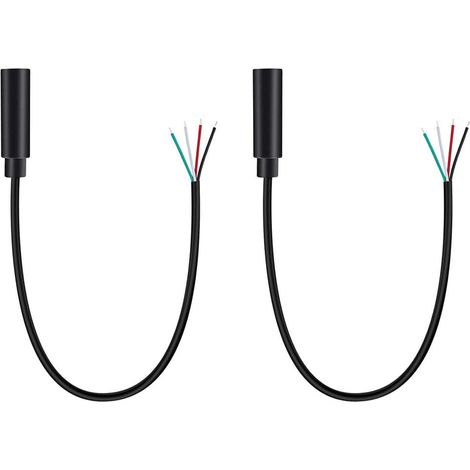 2 Pcs Câble jack stéréo TRRS femelle 3,5 mm 4 pôles vers fil nu, 0,3 m, 1/8" pour casque d'écoute (1/5)