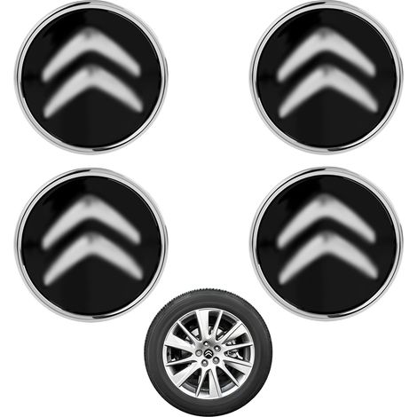 Cache Moyeux Auto 60mm, Set de 4 Enjoliveurs Noirs en ABS, Compatibles avec Moyeu Aluminium (1/5)