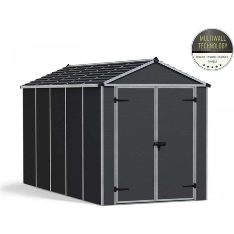 Rubicon Shed 6 x 12 Dark - Polycarbonate - L378.6 x W185 x H217 cm - Dark Grey