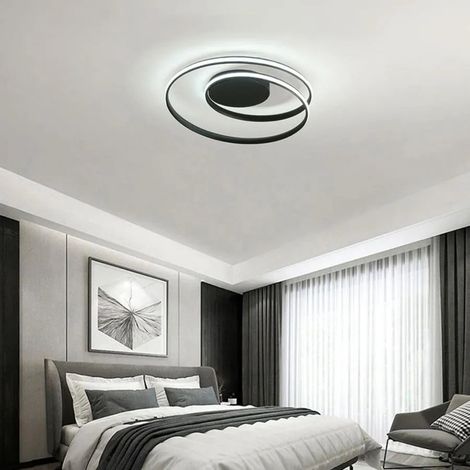 Lustre LED avec Telecommande 56W Lumiere Gradable Noir (1/5)