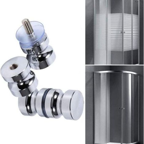 Bouton de porte de douche en acier inoxydable poli 30x59mm, compatible portes verre et coulissantes, installation simple (1/4)