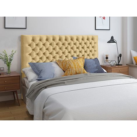 Elba Cream Plush Small Double 26 inch Strutted Headboard (1/3)