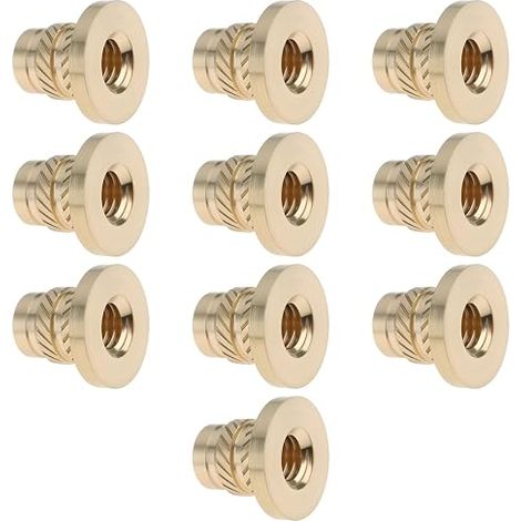 Lot de 10 Inserts Filetés Moletés en Laiton M6 X 1,0 Mm 11,7 X 8,7 Mm pour Impression 3D (1/5)