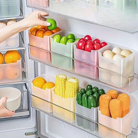 BelleRise – 6-teiliges Set – Transparente Aufbewahrungsboxen für den Kühlschrank mit praktischen Griffen: Ideal für die Küchenorganisation (1/5)