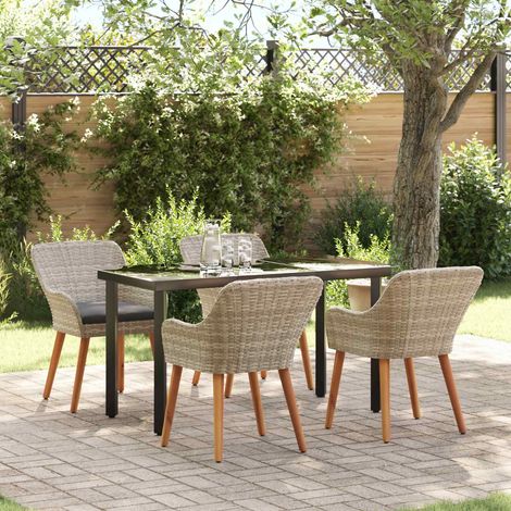 Ensemble de salle à manger pour jardin 5 pcs-Salon de jardin Gris clair 364016 (1/5)